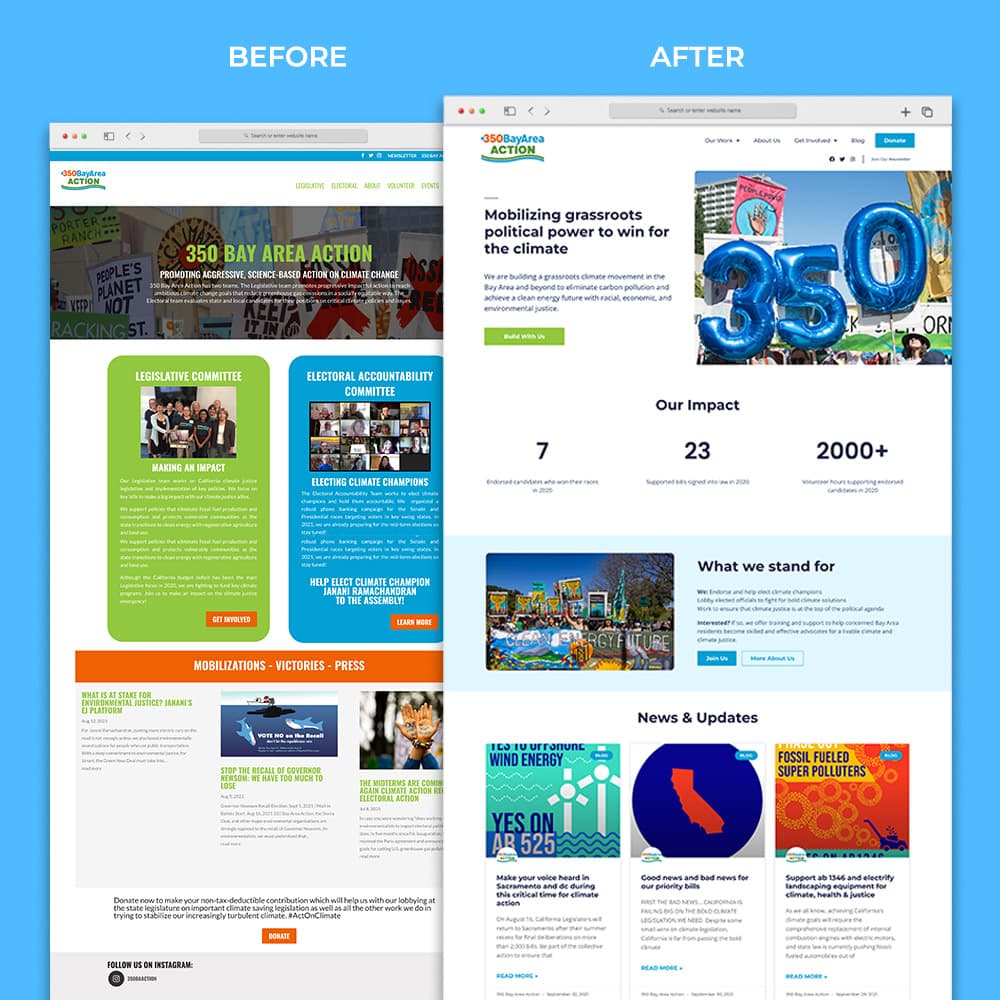 350 Bay Area — Action website redesign for grassroots climate